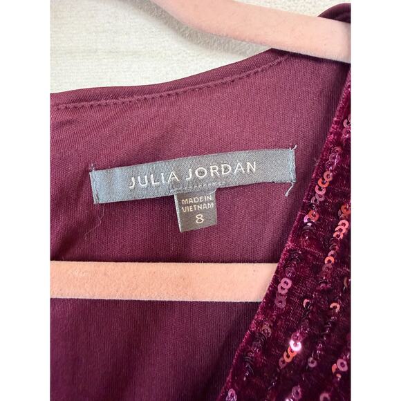 Julie Jordan Velvet Long Sleeve Sequin Dress in Wine Color Size 8 NWT - Picture 5 of 7